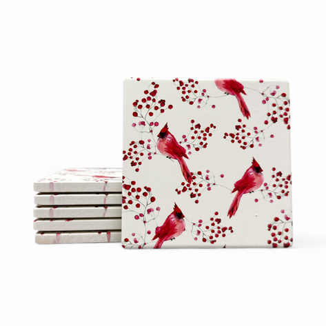 CARDINAL CERAMIC COASTER S6 RED / Posavasos de cerámica