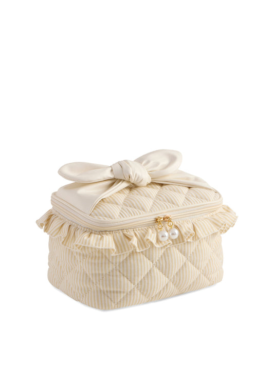 Shiraleah Ruffle Cosmetic Case, Beige - Bolso de maquillaje