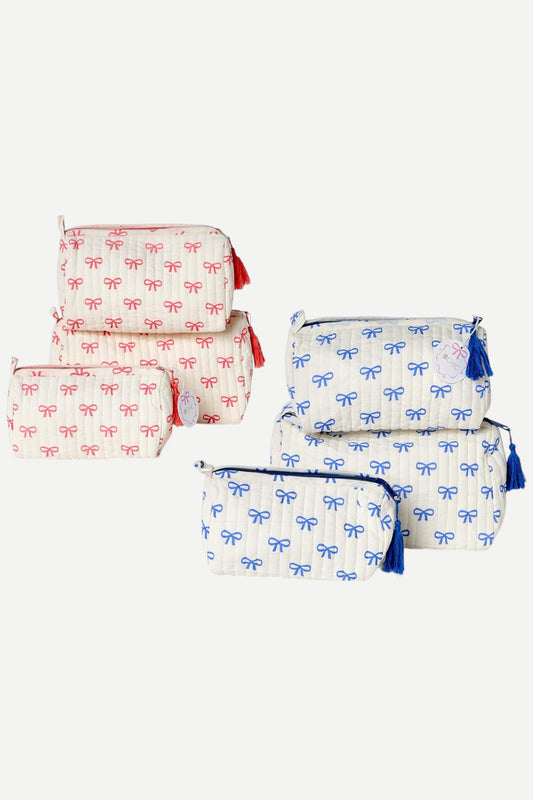 Coquette Bow Cotton Quilted Pouche