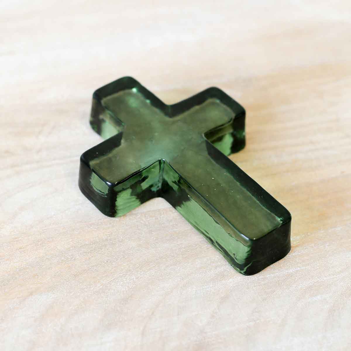Cross Glass Decor Green - Cruz de Cristal