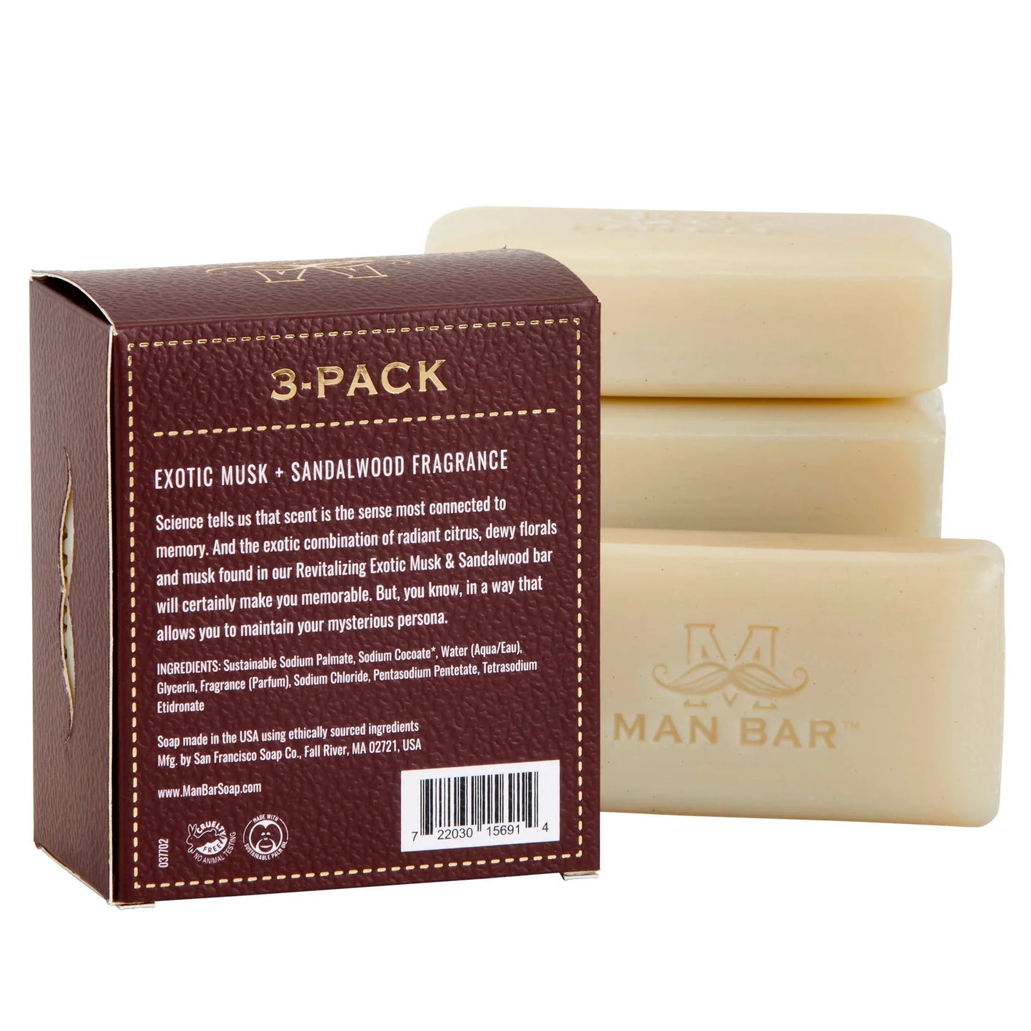 Man Bar Mini Pack de 3 Almizcle exótico y sándalo