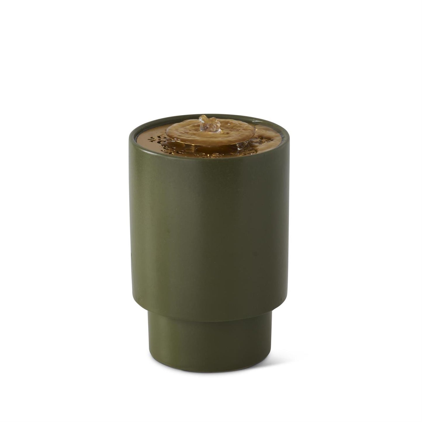 10.75 Inch Indoor Green Ceramic & Gold LED Water Fountain - Fuente de agua de cerámica