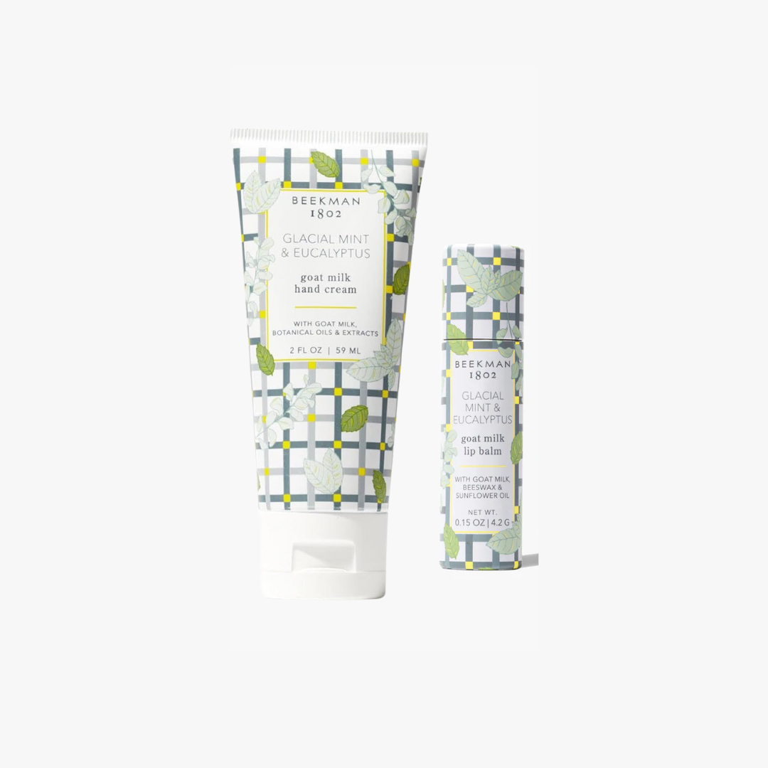 HAND CREAM & LIP BALM SET GLACIAL MINT & EUCALYPTUS 2 OZ gift set