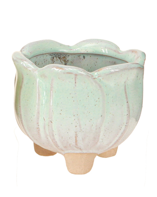 Green Reactive Glaze Leaf Planter - Macetero