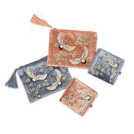 Hail the Heron Embroidered and Embellished Multipurpose Pouch and Trinket Box Set