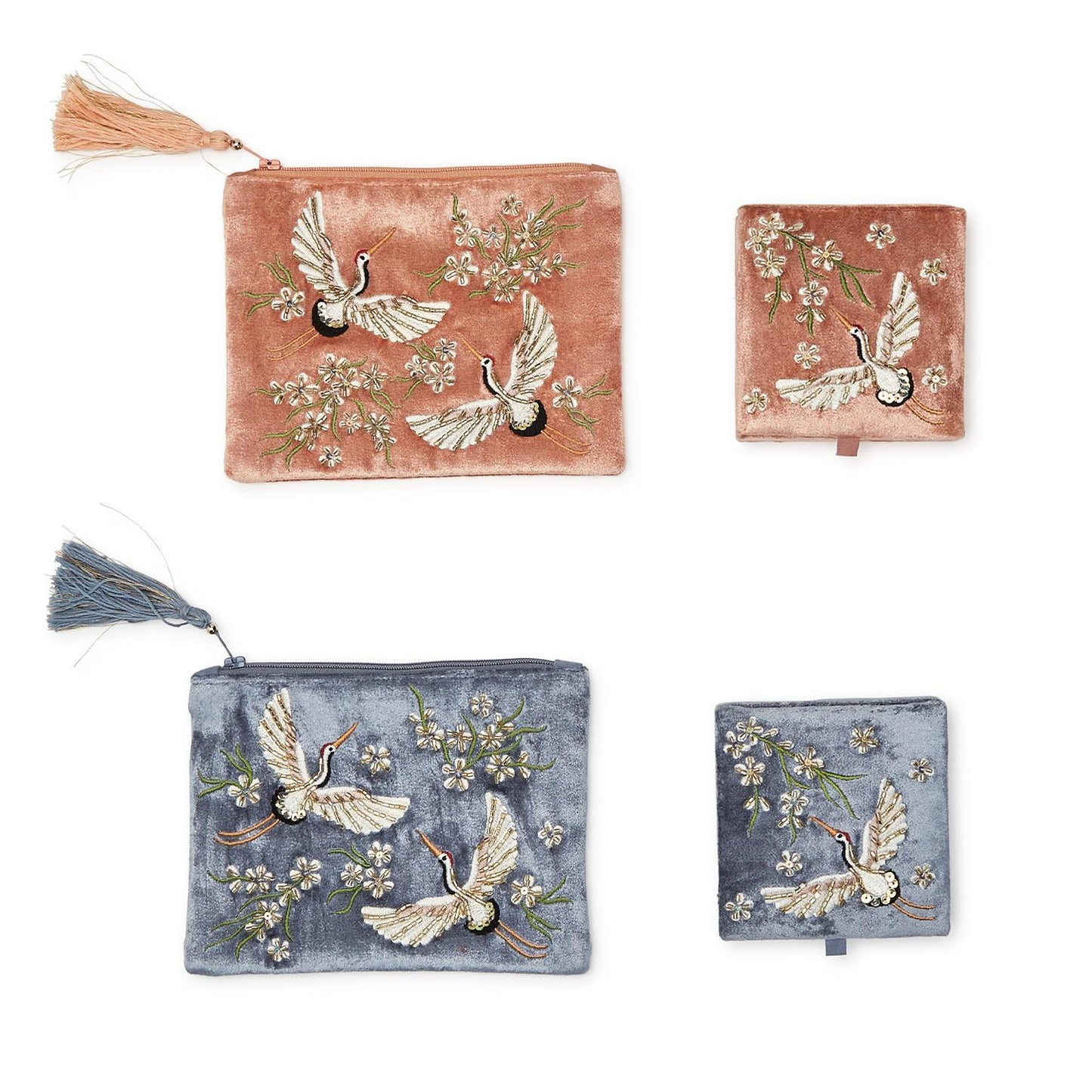 Hail the Heron Embroidered and Embellished Multipurpose Pouch and Trinket Box Set