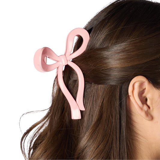 Bow-tiful Claw Clip Assorted 3 Colors: Coquette Pink, Baby Blue and Ivory - Acrylic