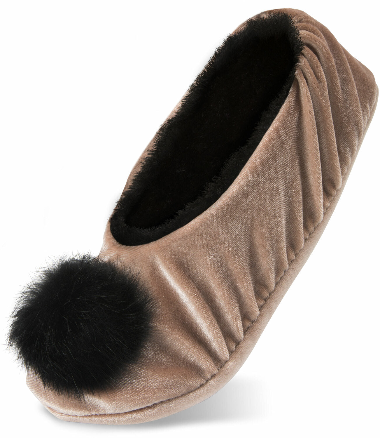 Pantuflas de terciopelo talla S/M de almendra