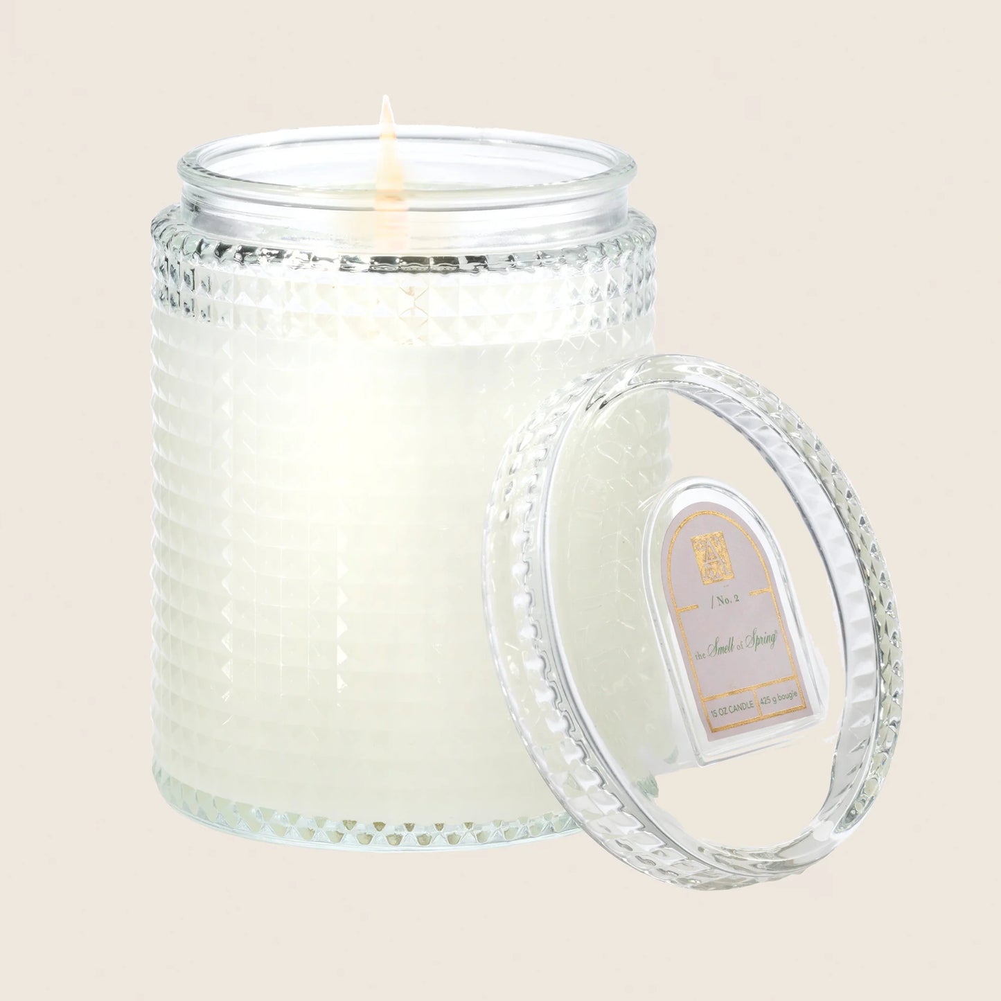 The Smell of Spring - Textured Glass Candle with Lid