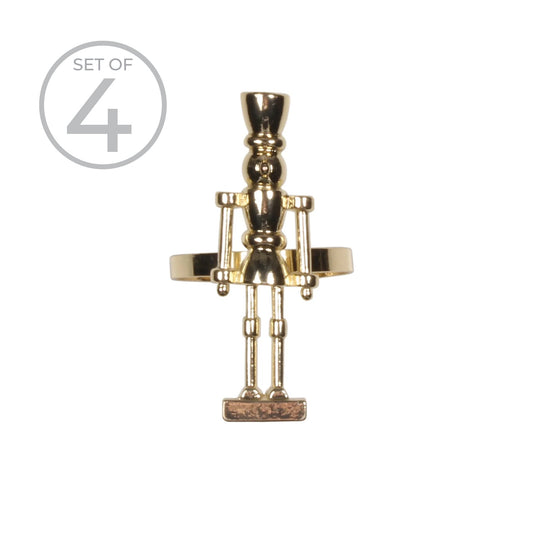 Juego de 4 servilleteros con forma de cascanueces dorados