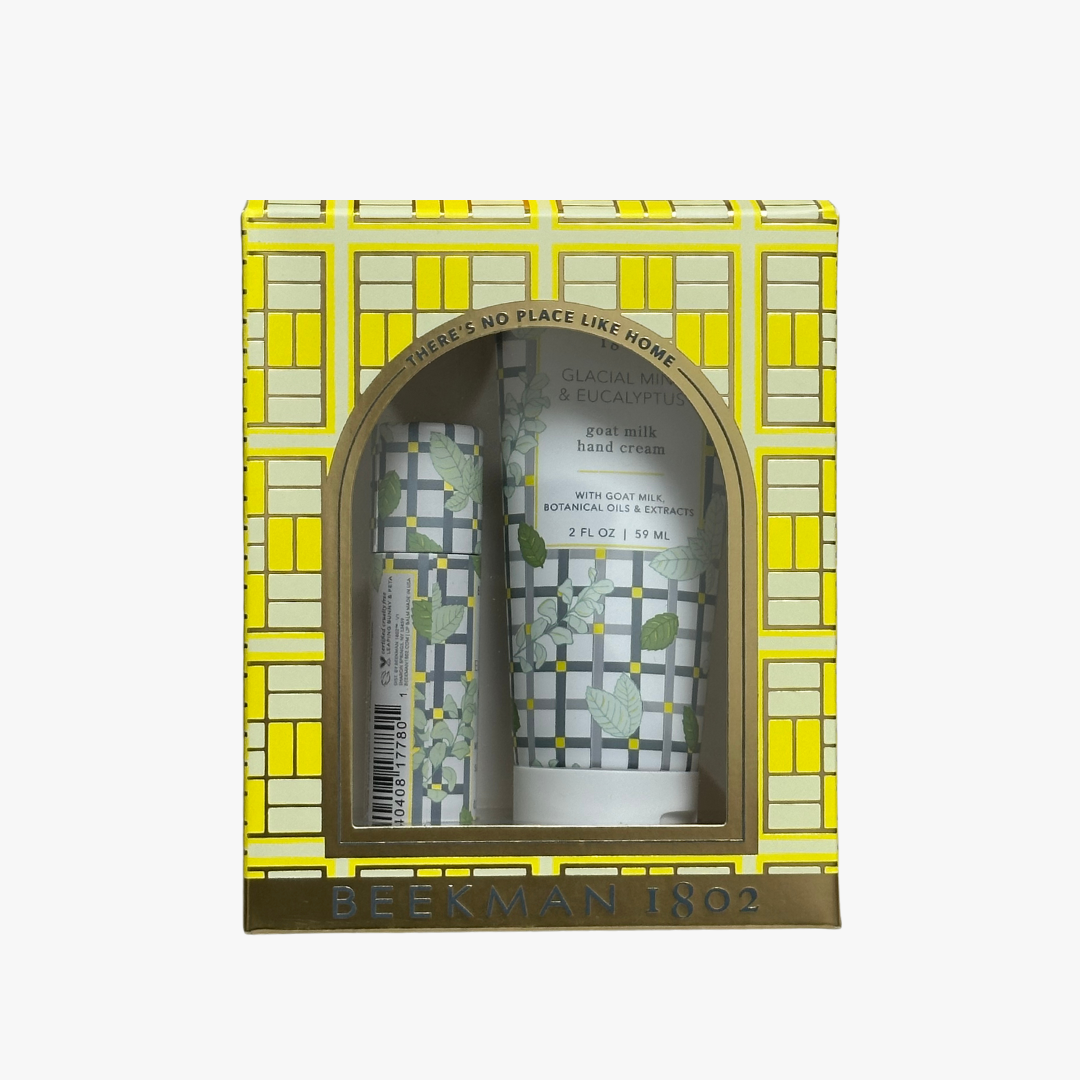 HAND CREAM & LIP BALM SET GLACIAL MINT & EUCALYPTUS 2 OZ gift set