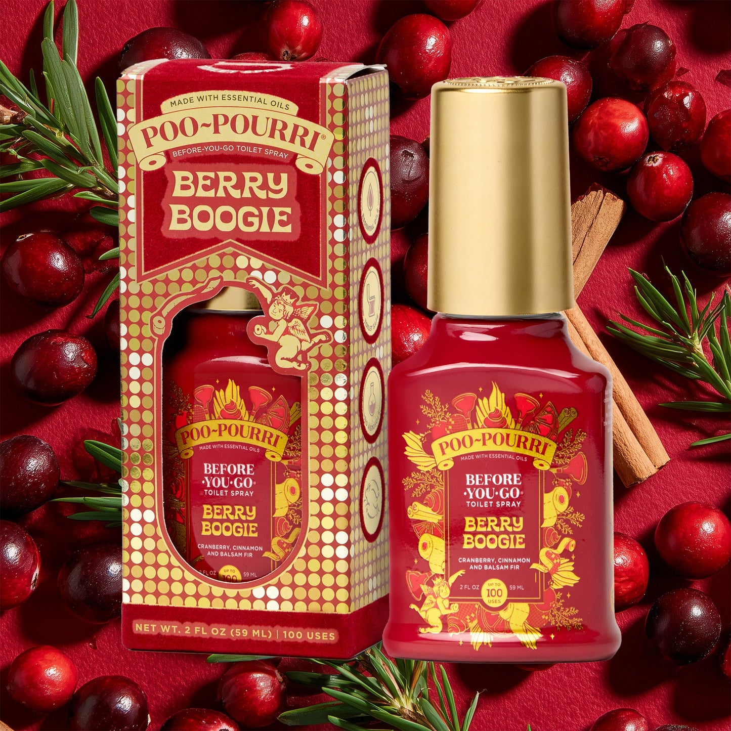 Poo~Pourri Berry Boogie Cranberry + Cinnamon + Balsam Fir 2 oz.