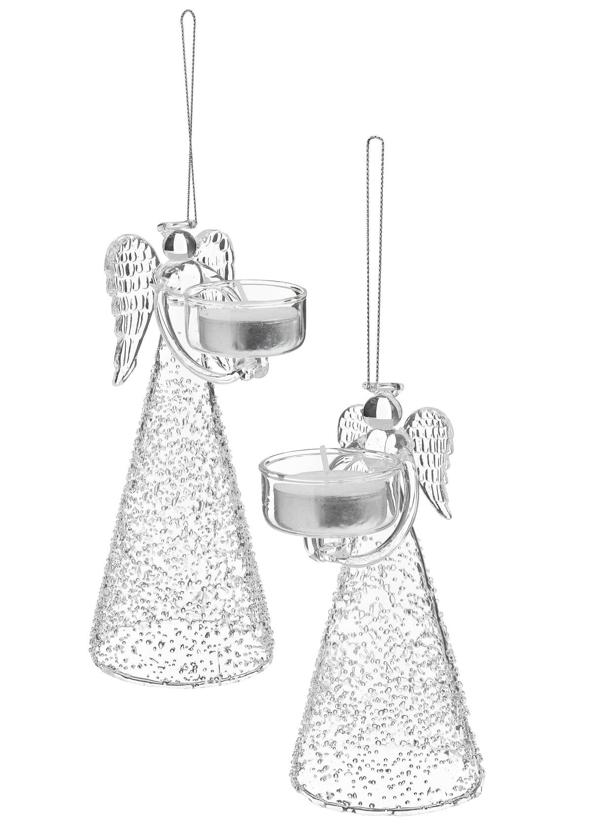 CANDLE HOLDER SM ANGEL GLASS CLEAR 3X6