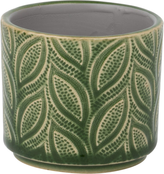 LEAF PATTERN CERAMIC POT COVER,