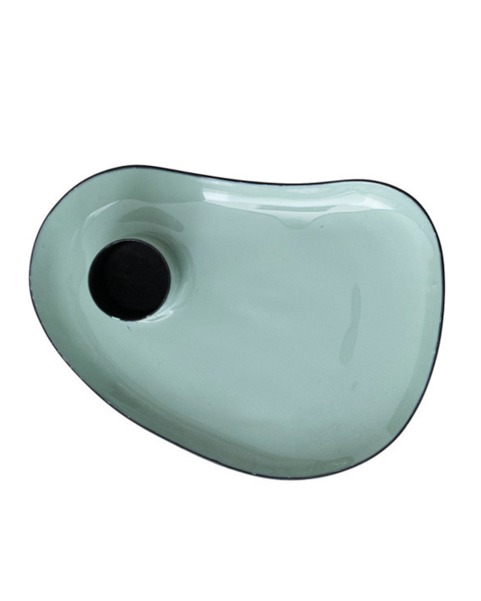 Enameled Metal Taper Holder with Tray, 3 Styles / Portavelas de metal esmaltado con bandeja, 3 estilos