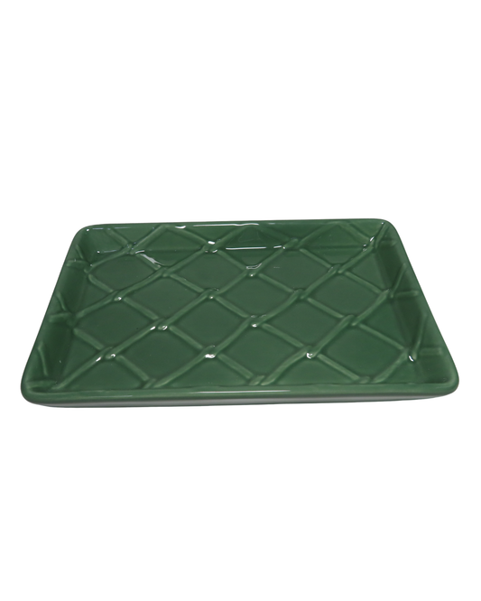 Green Textured Guest Towel Tray - Bandeja para toallas de invitados