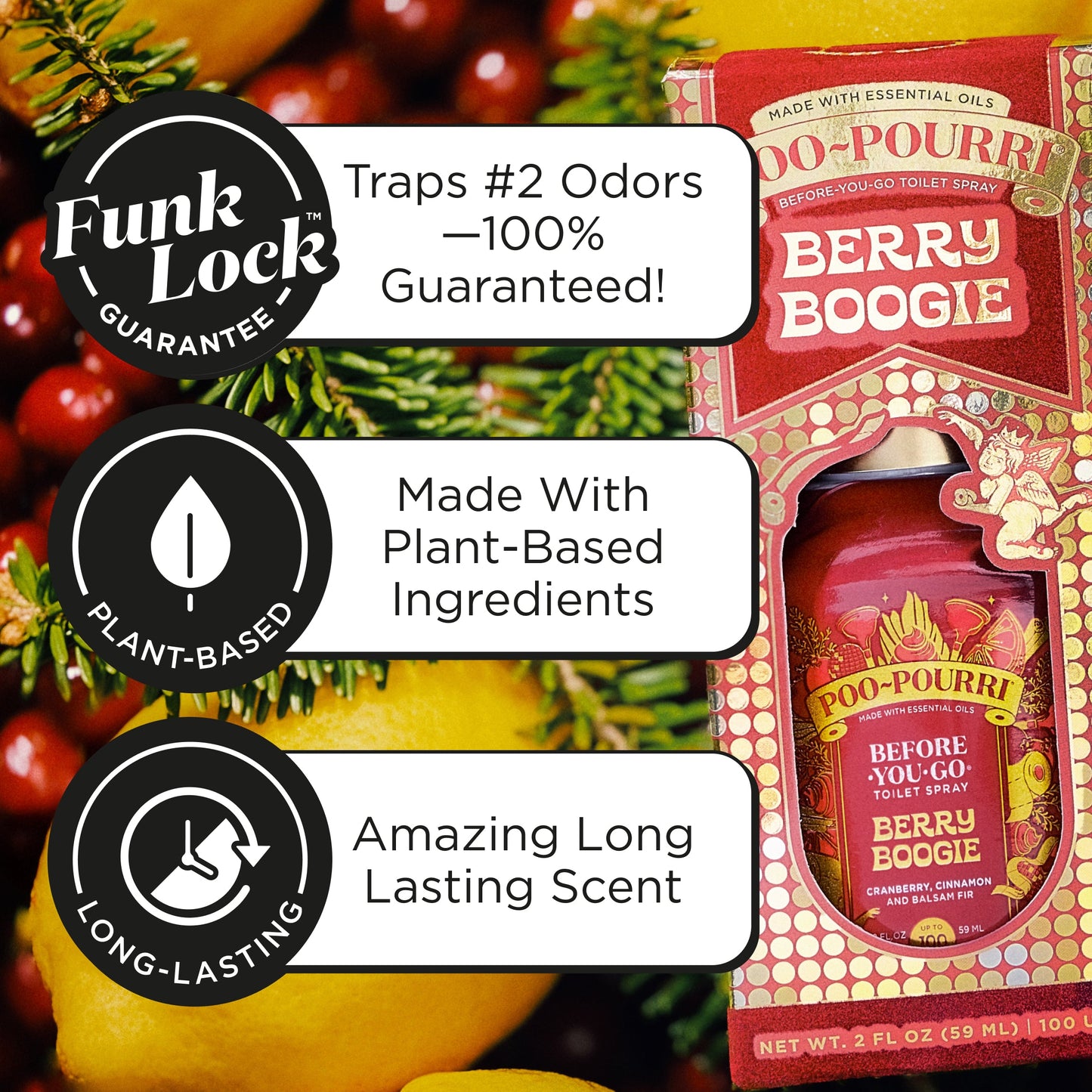 Poo~Pourri Berry Boogie Cranberry + Cinnamon + Balsam Fir 2 oz.