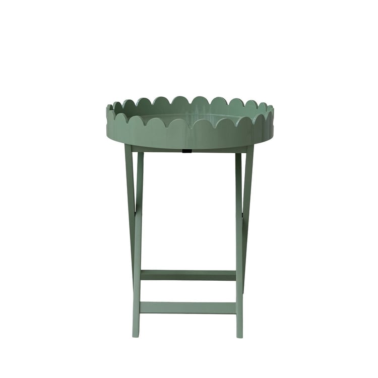 Wood Lacquered Folding Scalloped Tray Table - Mesa