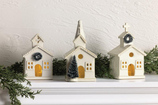 Small Ceramic Church Sitter