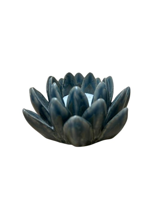 4"L Stoneware Flower Tealight