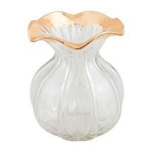 SM RUFFLED GOLD GLASS VASE