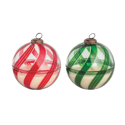 Candy Cane Glass Candles ornamento