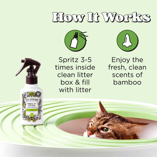 Pet-Pourri  Smell Ya Litter Box Odor Freshener Spray, Bamboo, 3.4 Fl Oz - (recomendado por veterinarios)
