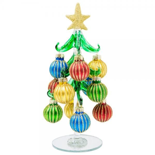 Glass Tree With Multicolored Ornaments - Árbol Navideño de Cristal