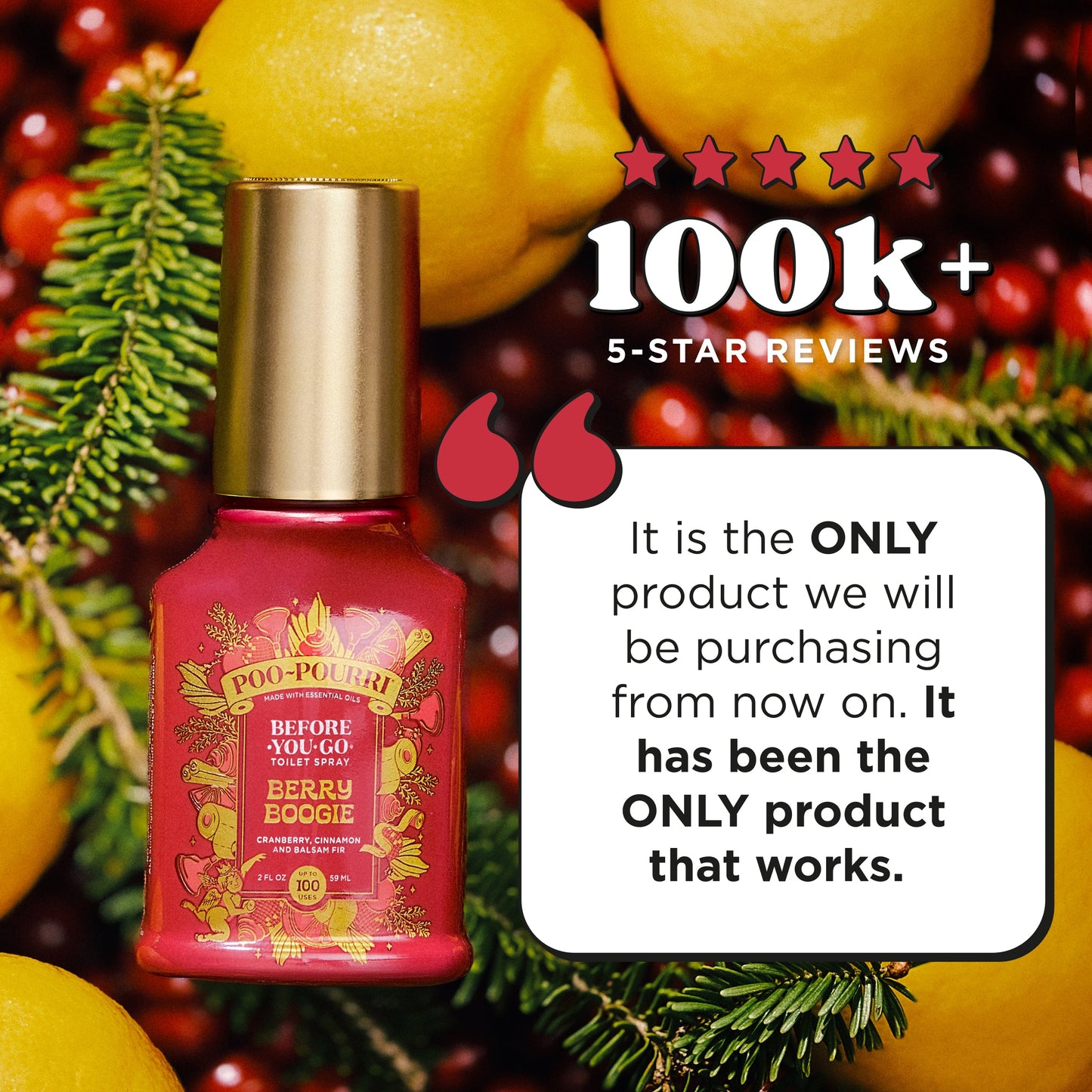 Poo~Pourri Berry Boogie Cranberry + Cinnamon + Balsam Fir 2 oz.