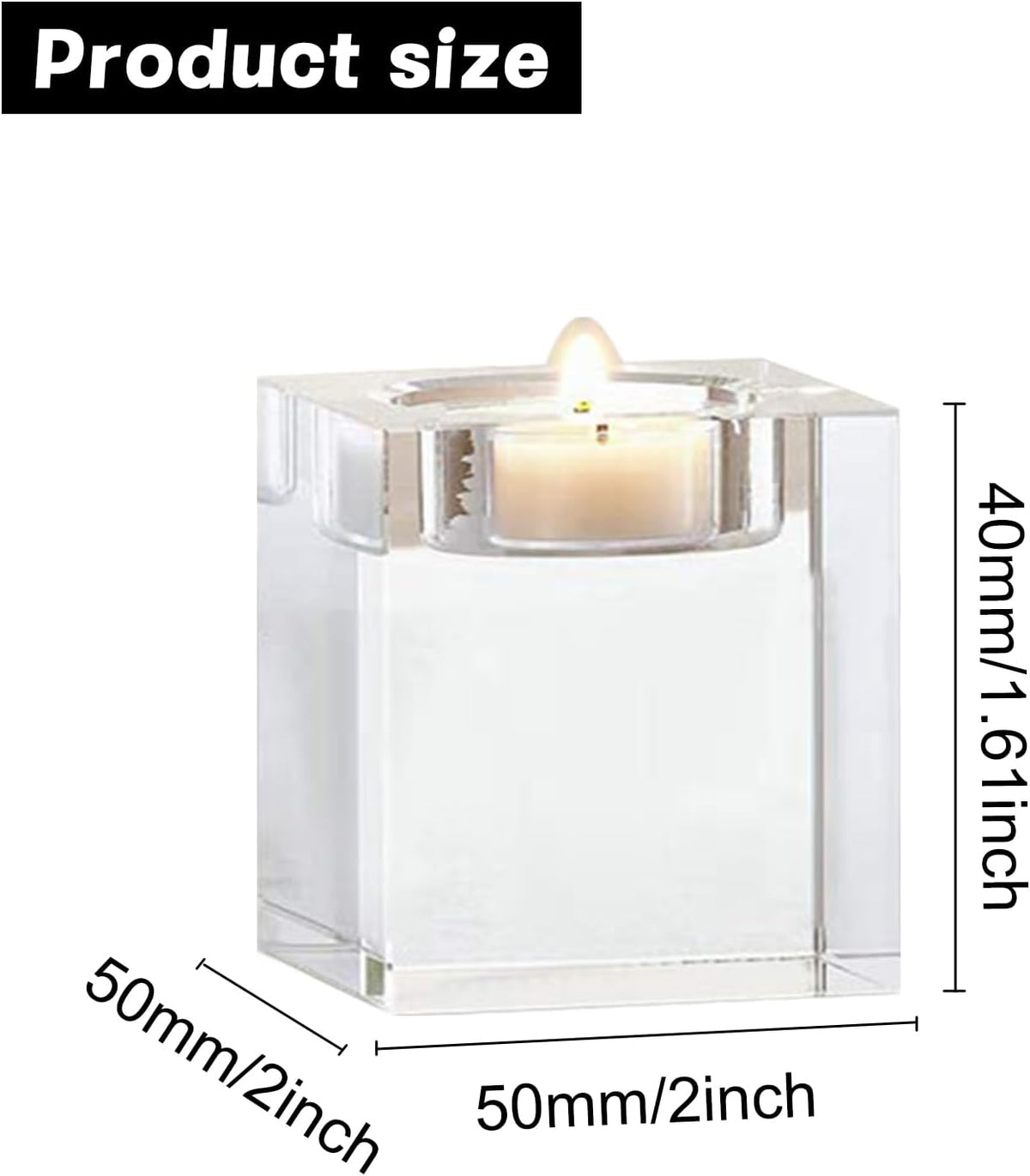 T-LIGHT SQUARE CRYSTAL CLEAR 2X2