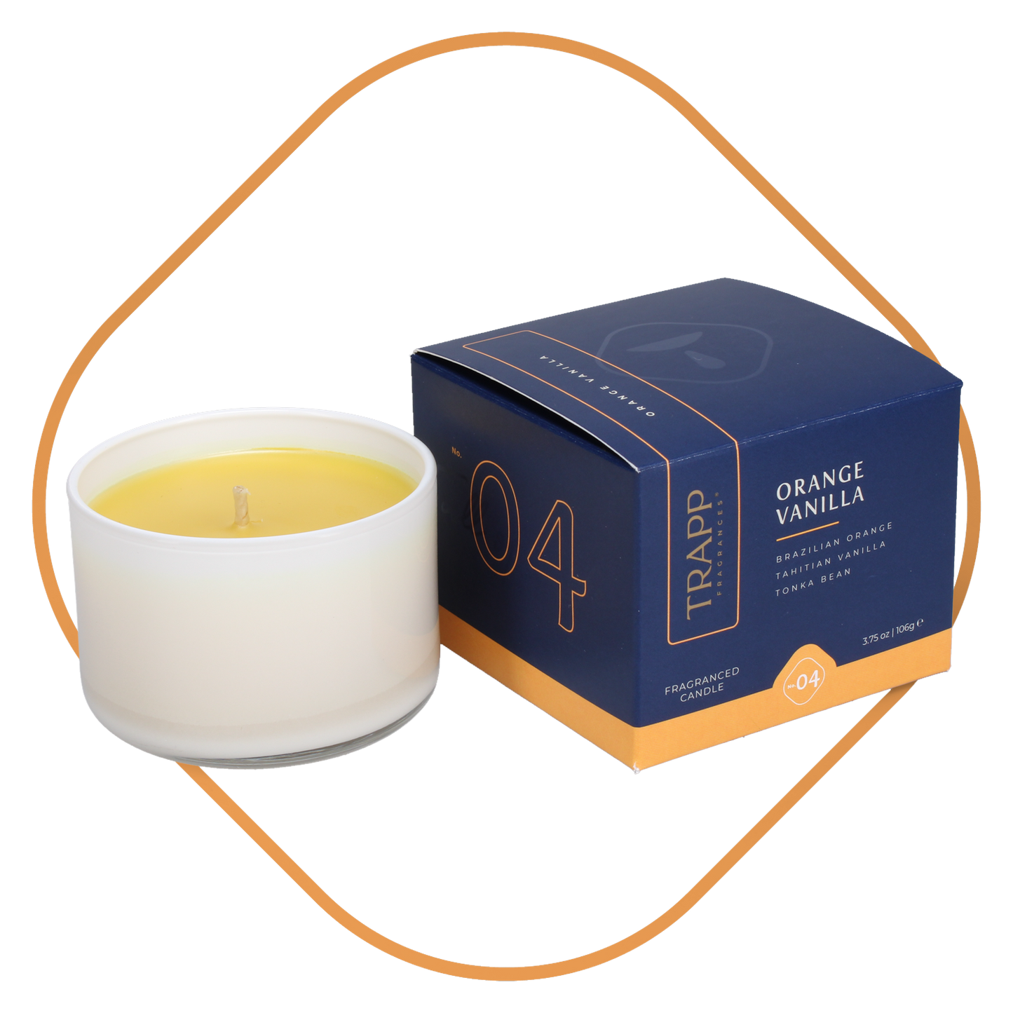 Vela pequeña vertida de 3,75 oz con sabor a vainilla y naranja n.º 04