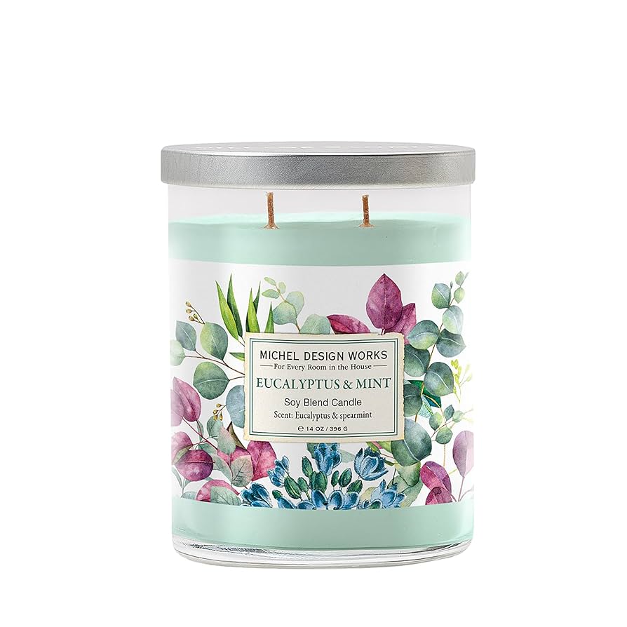 14 Oz Eucalyptus and Mint Fragrance Glass Candle Jar