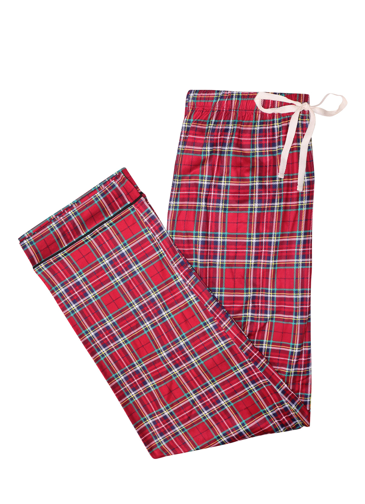 Button Down Loungewear Set - Ruby Red Plaid - Pijama Navideña