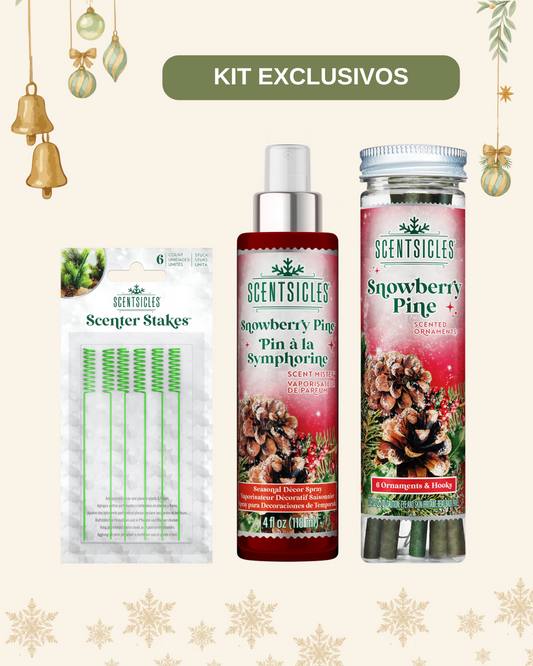 Kit Exclusivo Scentsicle Snowberry Pine Spray, Stand, Ornament