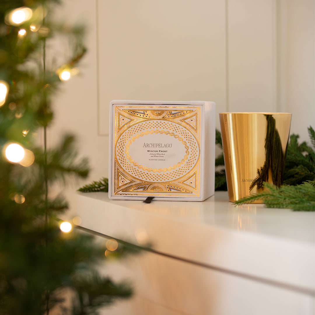 Winter Frost Mantel Candle In Bronze