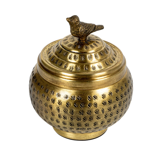 Round Mrtal Trinket Box w Antiq