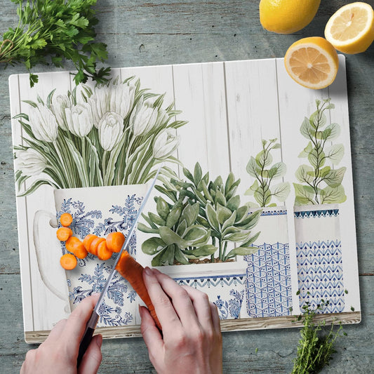 Blue & White Pottery Cutting Board - Tabla de Cortar
