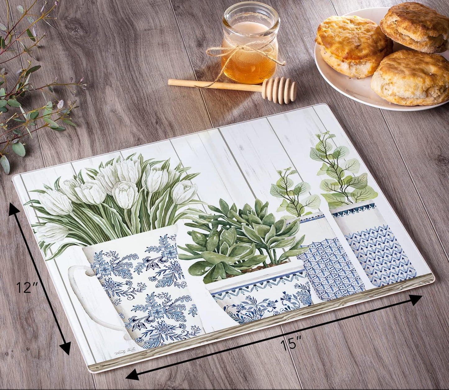 Blue & White Pottery Cutting Board - Tabla de Cortar