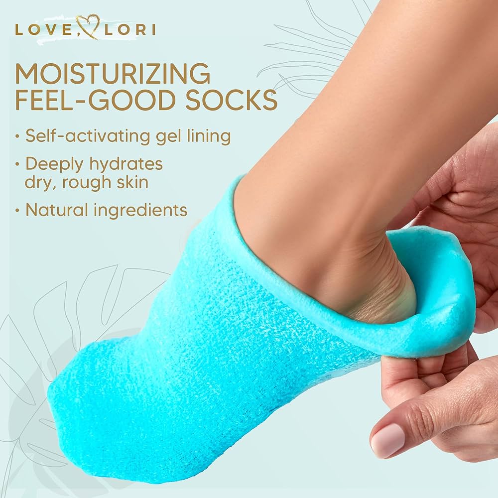 2pc Moisturizing Gel Socks For Dry Feet - Blue