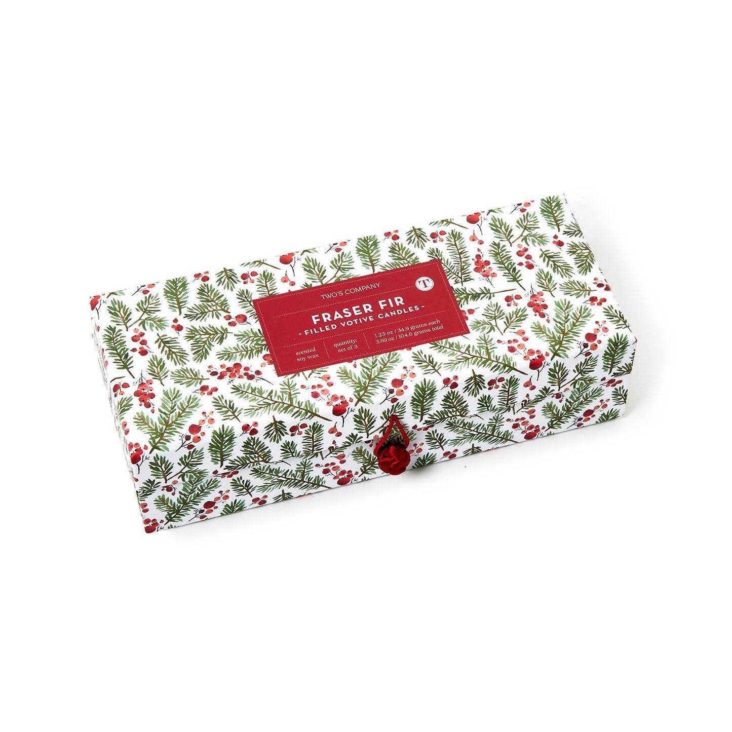 Juego de 3 velas con aroma a abeto Fraser Merry Berry en caja de regalo - ABT 7 Hrs/1,23 oz./34,8 g /cera de soja/vidrio