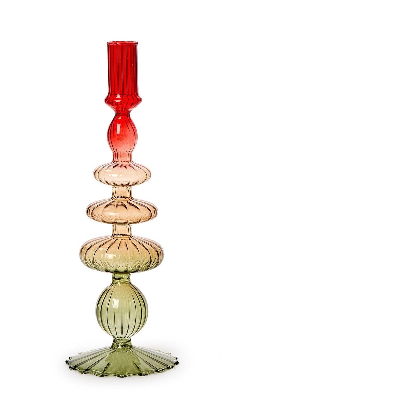 Holiday Ombre Hand-Blown Glass Candlesticks Assorted 3 Shapes/Colorations - Glass