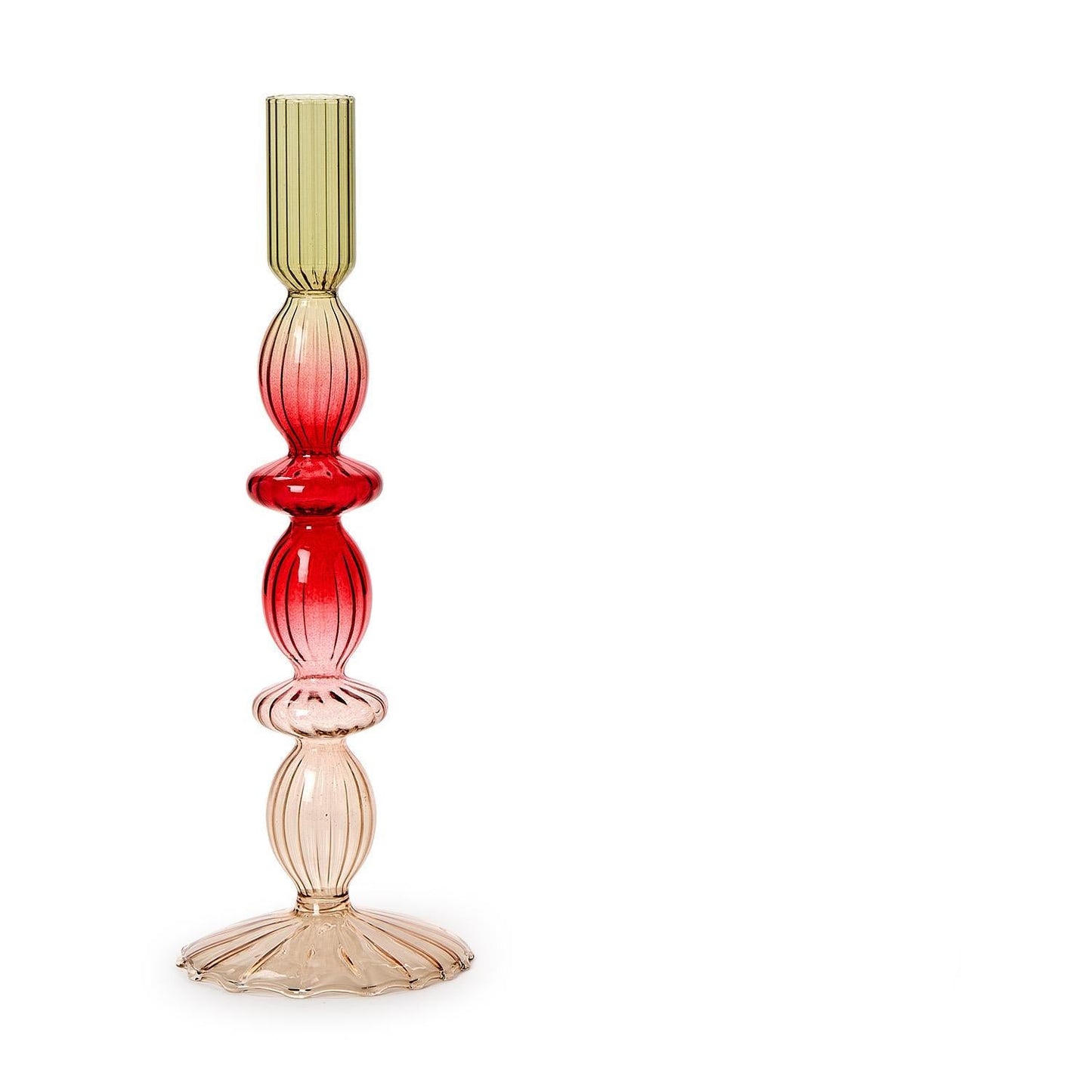 Holiday Ombre Hand-Blown Glass Candlesticks Assorted 3 Shapes/Colorations - Glass
