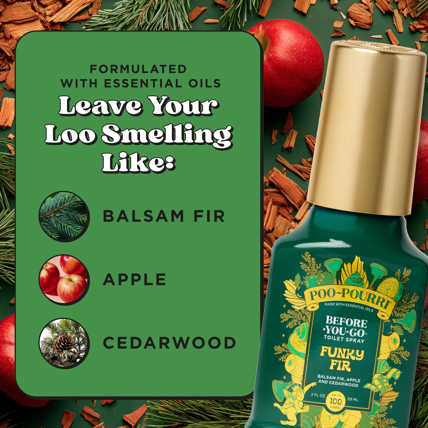 Poo~Pourri Funky Fir Balsam Fir + Apple + Cedarwood 2 oz.