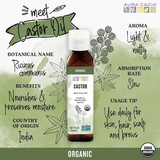 Aura Cacia Organic Castor Oil 4 fl. oz.