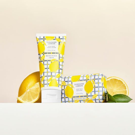 HAND CREAM 2 OZ, BODY CREAM, 3.5 OZ BAR SOAP 2 OZ - SUNSHINE LEMON DUO