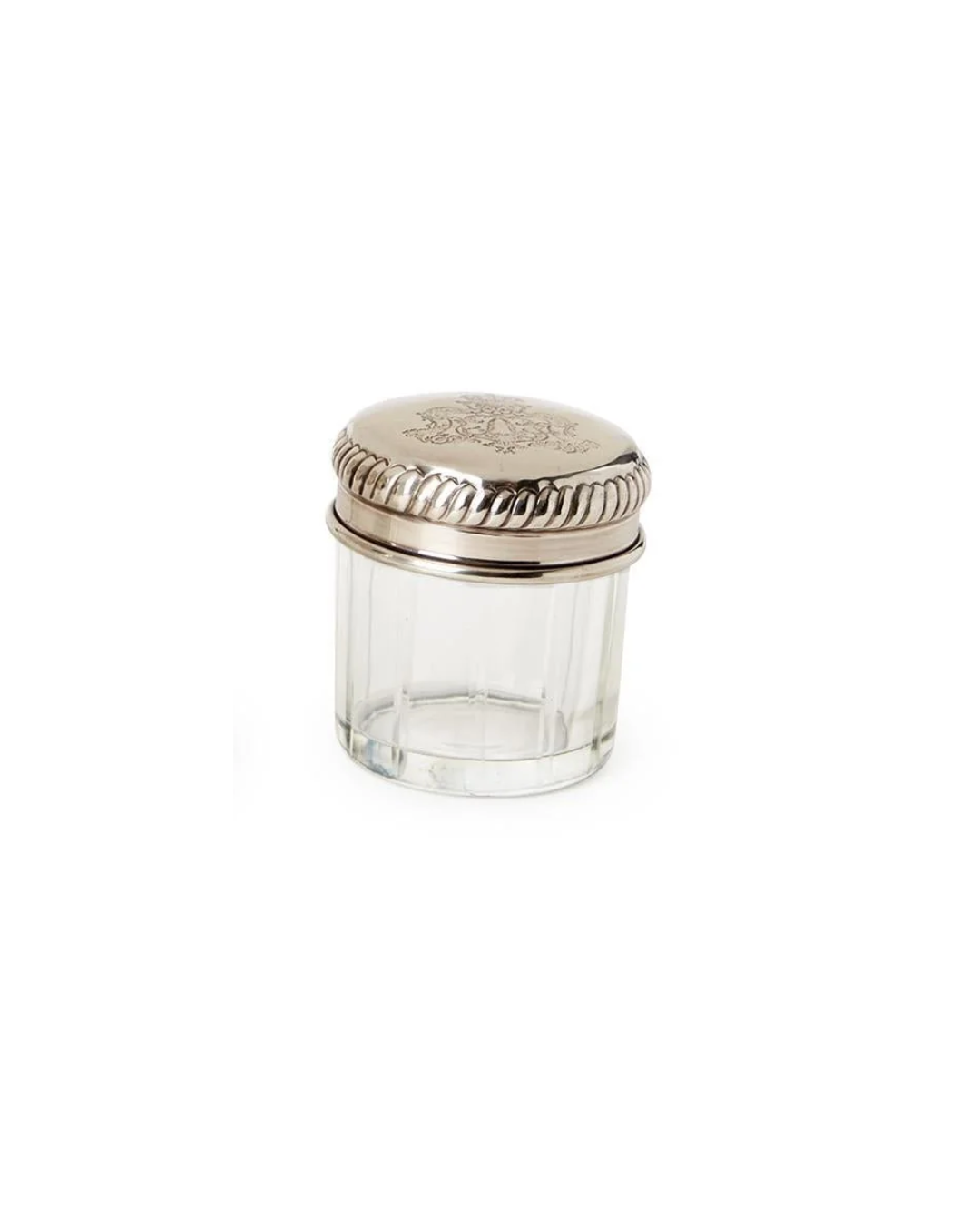 Decorative Glass Jars with Antique Silver Plated Brass Lid