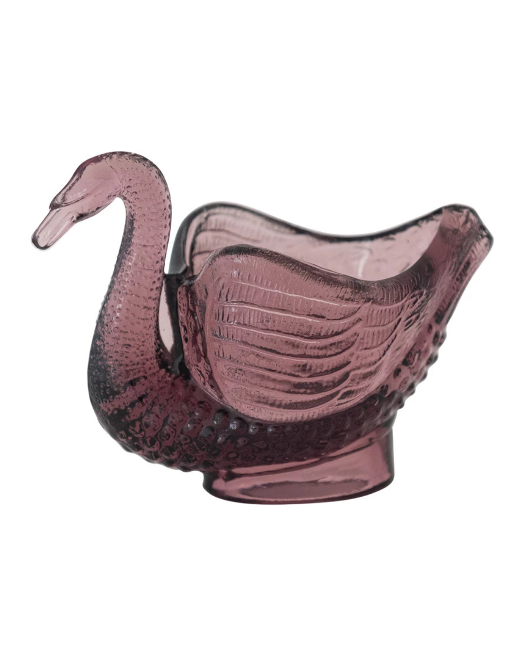 Recycled Glass Swan Shaped Dish/Spoon Holder, Purple