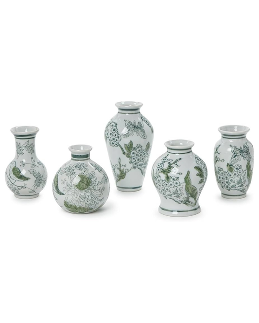 Green and White Chinoiserie Vase