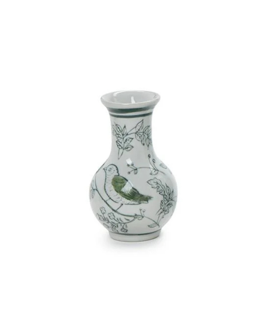 Green and White Chinoiserie Vase