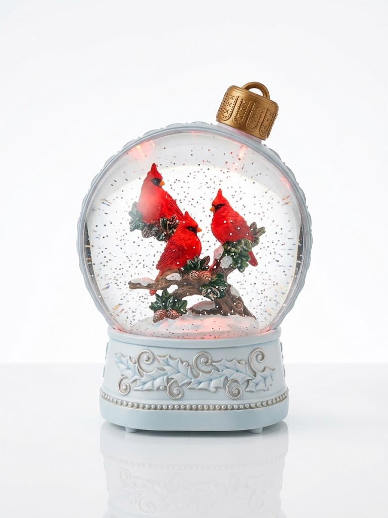 Cardinal Trio Ornament Glitter Lantern - Adorno Navideño de Cardinal